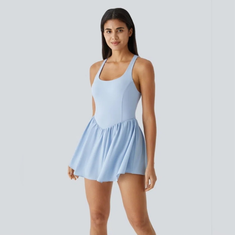 Athletic Light Blue Corset Sleeveless Dress XS